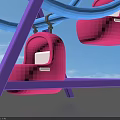 Colorful Ferris Wheel Model With Blue Frame Purple Stand And Pink Cabins