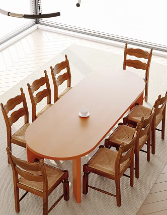 Middle-style dining tables and chairs 3d model