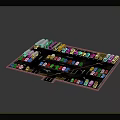 Parking Lot Model with Various Colorful Vehicles Arranged in Lanes and Direction Arrows