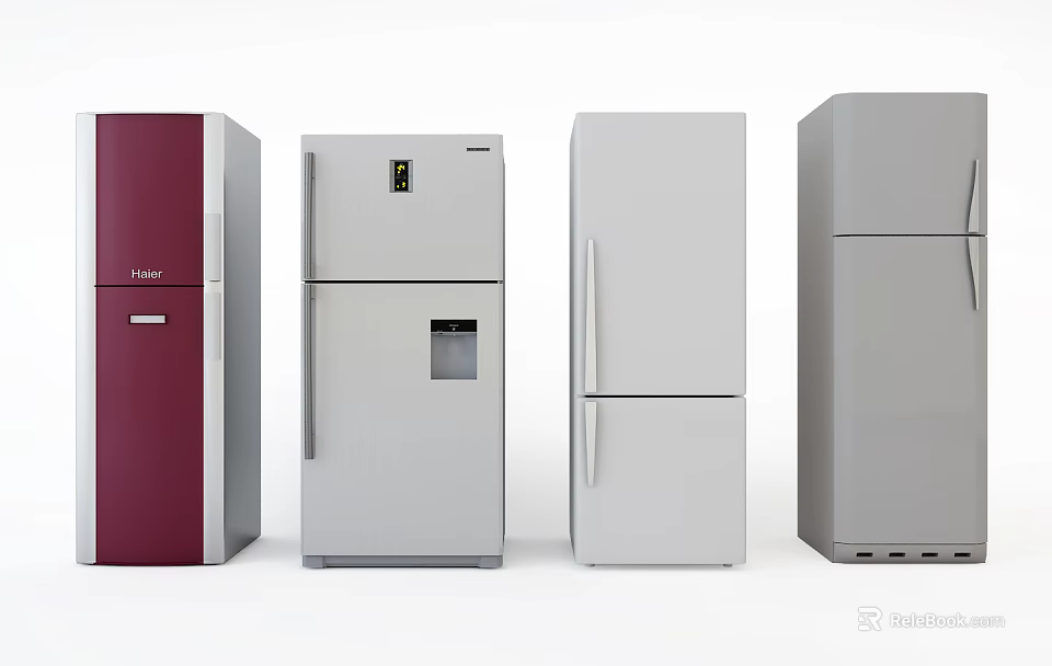 Various Modern Refrigerator Freezer Models With Different Colors And Designs For Home Use 3d model