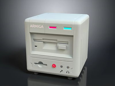 ARMIGA Retro Electronic Device With Front Panel Slots Buttons And Colored Indicators 3d model