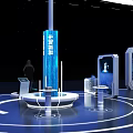 Modern Exhibition Booth Design With Circular LOGO Display And Modern Lighting Elements 3d model