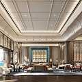 New Chinese Reception Area Hotel Lobby 3d model