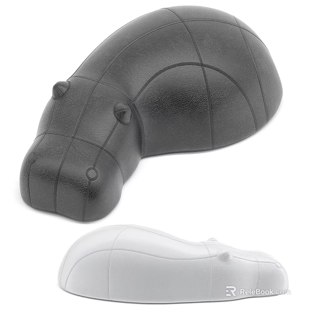 Black And White Hippo Shaped Decorative Ornaments 3d model 