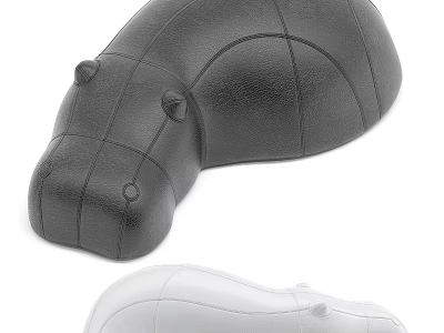Black And White Hippo Shaped Decorative Ornaments 3d model