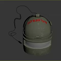 Military Green Helmet With Transparent Visor And Worn Details On Dark Background