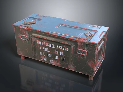 Military Weapon Storage Case With Rusty Metal Clasps And Blue Green Surface 3d model