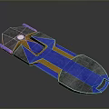 Blue And Yellow Geometric 3D Model With Modern Flat Surface Design