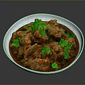 White Ceramic Bowl as Essential Household Item With Savory Stew Topped Fresh Cilantro