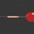 Circular Dartboard And Red Dart With Colorful Sections For Sports Equipment