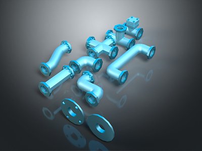 modern water pipe valve iron pipe 3d model