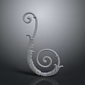 Decorative Spiral Structure With Carved Details And Curved Design On Gray Gradient Background