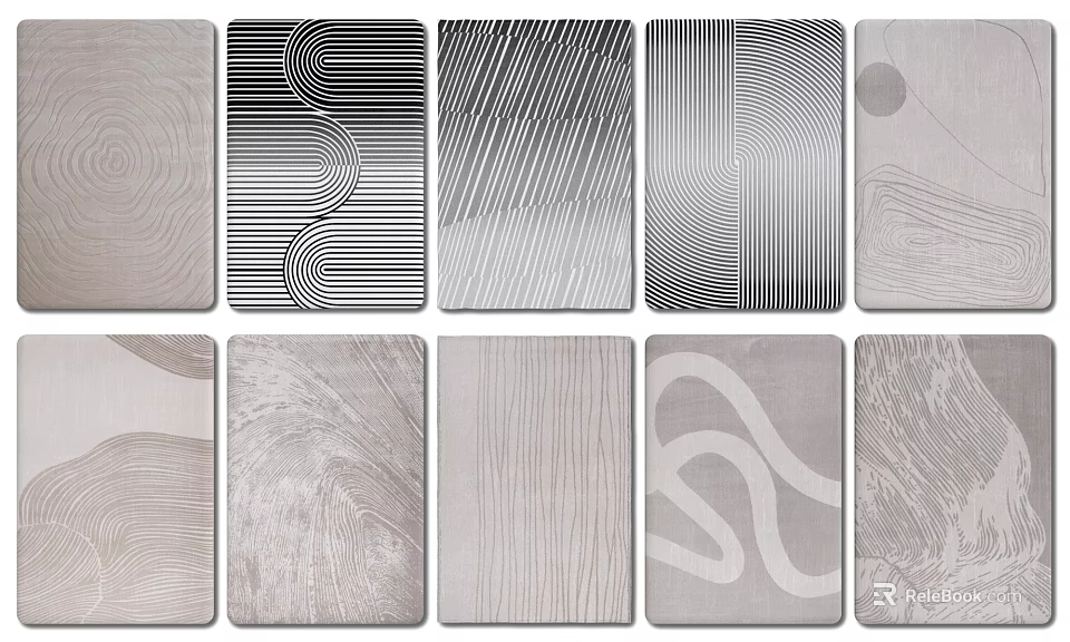 Stylish Square Rugs With Various Abstract Patterns And Textured Designs For Home Decor 3d model