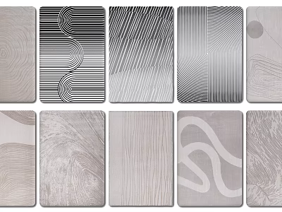 Stylish Square Rugs With Various Abstract Patterns And Textured Designs For Home Decor 3d model