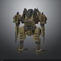 Mechanical Creature Robot Character 3D Model With Armored Design And Yellow Brown Structure 3d model