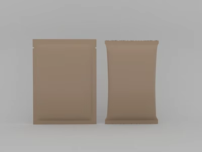 Brown Paper Packaging Bags With Two Different Shapes On White Background 3d model