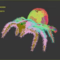 3D Spider With Brown And Orange Fur Eight Legs Black Eyes On Gray Background