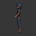 3D Animated Character With Blue Hair And Casual Outfit Design