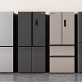 Various Modern Refrigerators Silver Black Beige Side by Side Multi Door 3d model