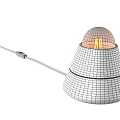 Modern Wooden Table Lamp With Conical Base Transparent Spherical Shade And Illuminated Bulb