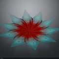 Vibrant Flowering Plant With Blue Petals And Red Center On Dark Background