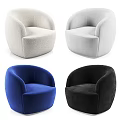 Beige Plush Single Sofa Featuring Rounded Shape and Armrests Modern Design