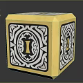 Ornate Golden Cube Featuring Intricate Silver Patterns And Letters I X