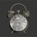 Silver Vintage Alarm Clock With Double Bells Handle And Textured Face