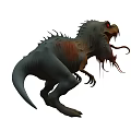 Ferocious Dinosaur Character With Red Eyes Open Mouth And Sharp Teeth 3d model