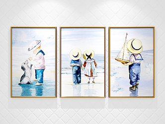 Modern figure painting hand-painted children's decorative painting 3d model