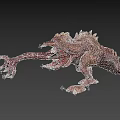 Mythical Monster Creature With Long Tongue Sharp Teeth And Spiked Back 3D Render