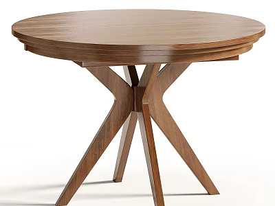 Round Wooden Dressing Table with X Shaped Legs and Smooth Surface 3d model