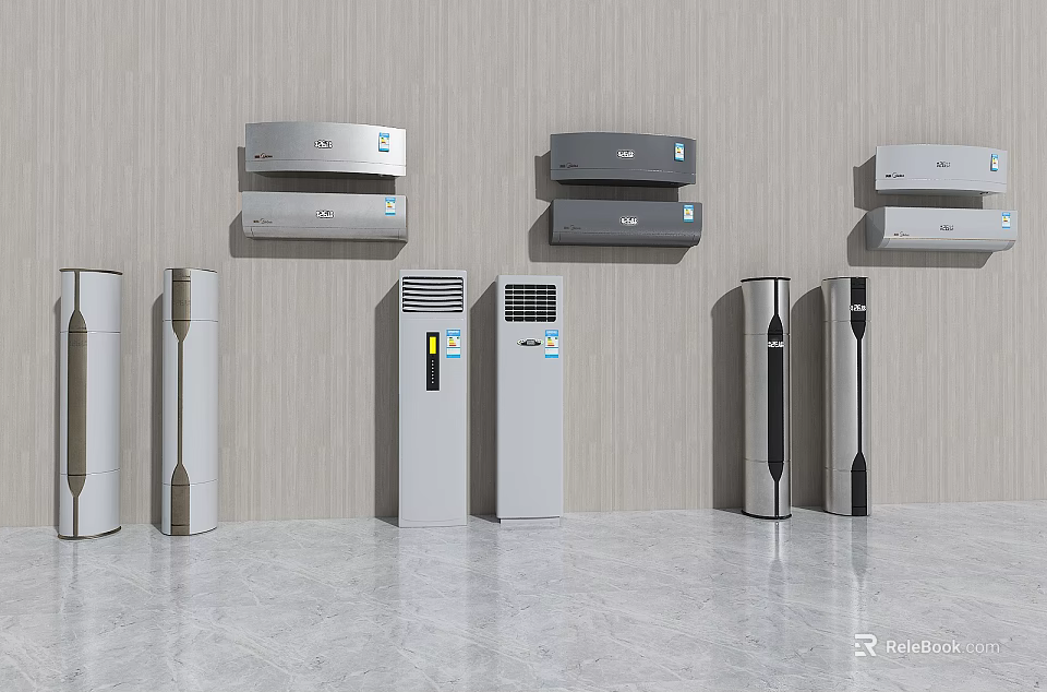 Modern Air Conditioner Fans With Wall Mounted And Floor Standing Designs For Home Use 3d model 