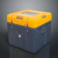Yellow And Dark Blue Industrial Equipment Case With Handle And Warning Stripes