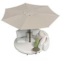 Outdoor Round Sofa With Large Umbrella Cushions And Side Table 3d model