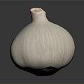 Fresh Whole Garlic Bulb With White Skin On Dark Background