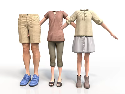Assorted Daily Necessities Featuring Shorts T Shirts Blouses Skirts And Shoes 3d model