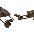 Rustic Wooden Carts With Brown Sacks Scattered Around On White Background 3d model