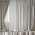 Elegant Textured Gray and White Layered Curtains with Tieback in Modern Interior