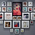 Modern Photo Wall with Various Size Frames and Black White Color 3d model