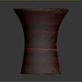 Red Carved Vase Sculpture With Intricate Geometric And Traditional Pattern Designs