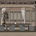 Traditional Ancient Chinese Architecture With Upturned Eaves White Walls And Circular Window