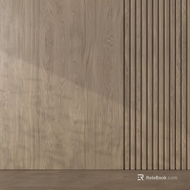 Wooden Wall With Textured Surface And Vertical Stripes 3d model