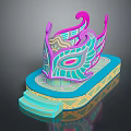 Colorful 3D Decorative Mask Model With Curved Patterns And Step Base