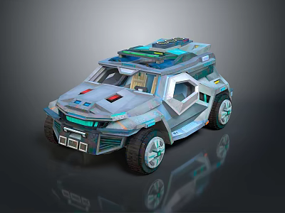 Futuristic Military Vehicle With Modern Design Roof Equipment And Reinforced Tires 3d model