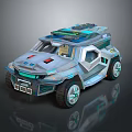Futuristic Military Vehicle With Modern Design Roof Equipment And Reinforced Tires