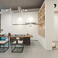 Chinese Style Office Interior Featuring Wooden Furniture Calligraphy Decorations And Stone Benches