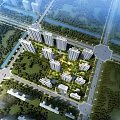 Aerial View Planning of Residential Complex With High Rise Buildings Green Spaces and Roads