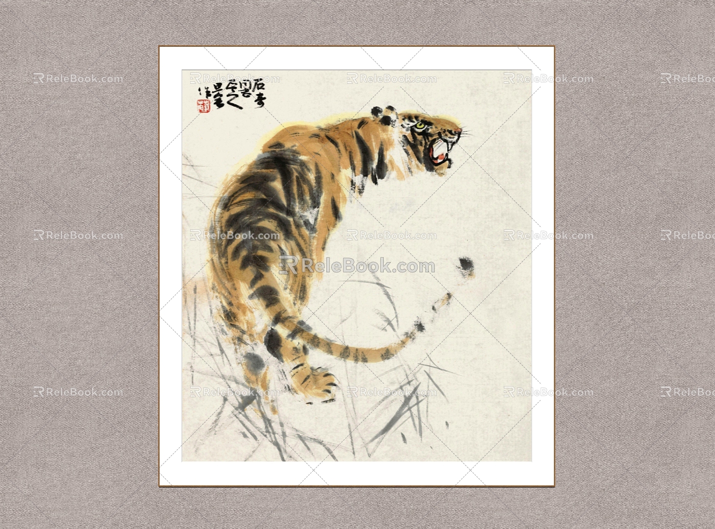 Chinese Decorative Painting Tiger Liu Dan Zhai Aizi Picture 3d model