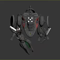 Futuristic Biomechanical Character With Gray Armor Green Glowing Accents And Robotic Limbs